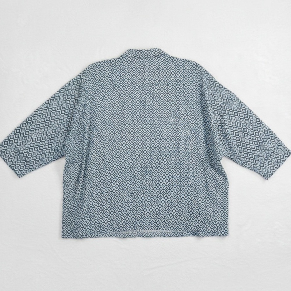Chico's Button Up Top Women 12 Chicos 2 Blue Black Geometric Pattern 3/4 Sleeve - Picture 6 of 6